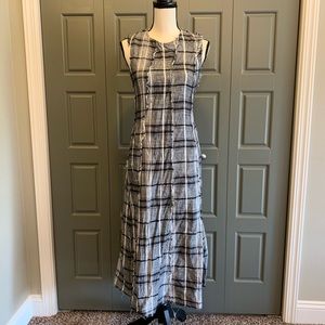 Zara Frayed Plaid Midi Tank Shift Dress